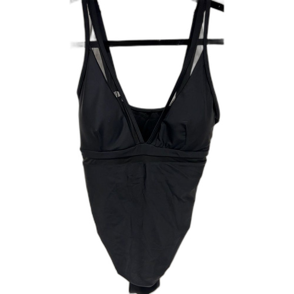 NWT black V-neck bathing suit with removable cups-size 8 - Picture 1 of 5